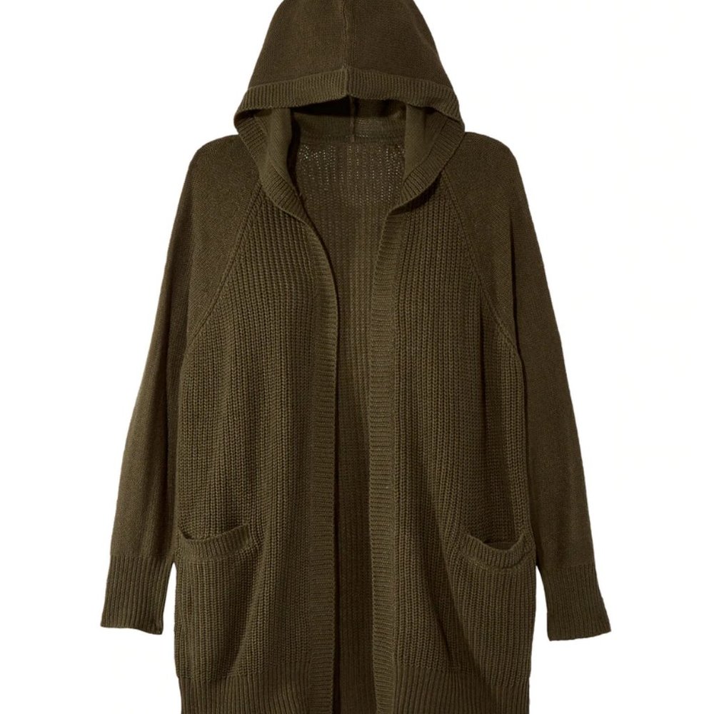 Meri Skye Blanche Elbow Patch Cardigan in Olive, size 4x